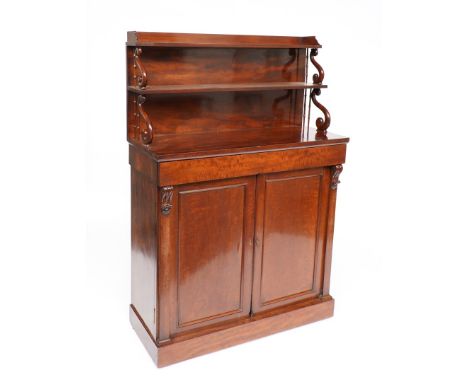 A REGENCY MAHOGANY SHELF BACK CHIFFONIER109cm wide; 43cm deep; 155cm high