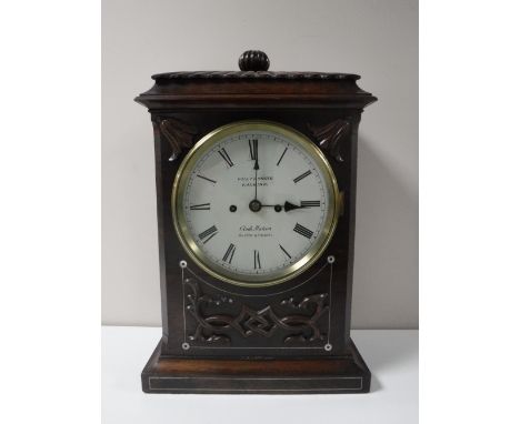 A mid-19th century rosewood and mother of pearl inlaid striking bracket clock, the enamel dial signed Willm. Dobbie, Falkirk,