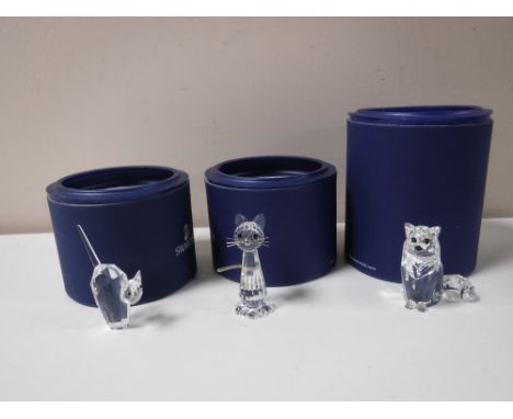 Three boxed Swarovski Crystal animals - cats 