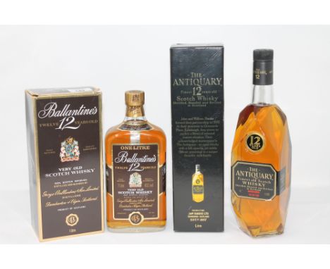 Ballantine's - Very Old Scotch Whisky, 1l, together with J & W Hardie Ltd - The Antiquary, finest 12 years old Scotch, 1l, al