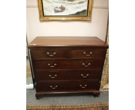 A Victorian mahogany five drawer chest on bracket feet, width 120 cm 