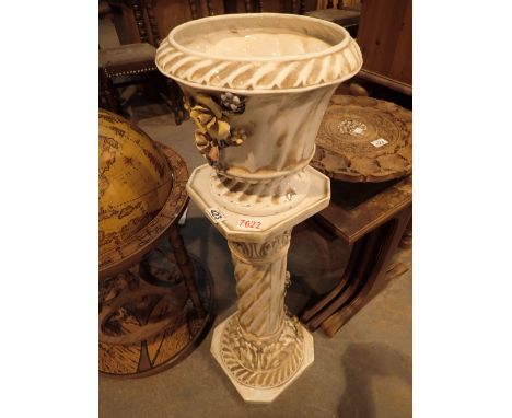 Ceramic jardiniere on stand 