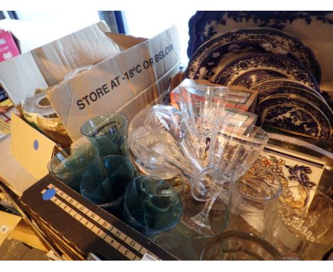 Shelf of assorted ceramics and glass