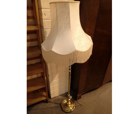 Brass standard lamp with shade 