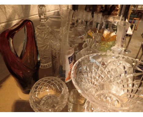 Shelf of decorative glassware and ornaments 