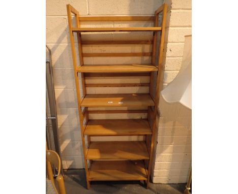 Pine six shelf folding book case H: 187 W: 71 D: 30 cm