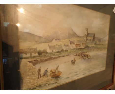 Watercolour on board IONA by R L Stewart 37 x 24 cm 