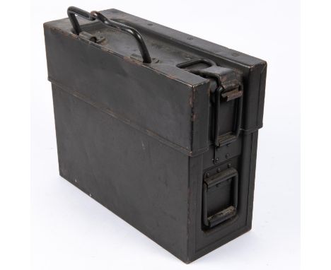 An interesting continental WWII Light Machine gun magazine steel carrying case, containing 8 light machine gun magazines date