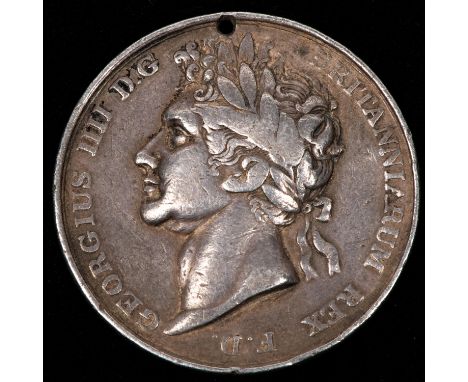 George IV Coronation silver medal as distributed to the Buckinghamshire Yeomanry who acted as Royal Escort at the Coronation.