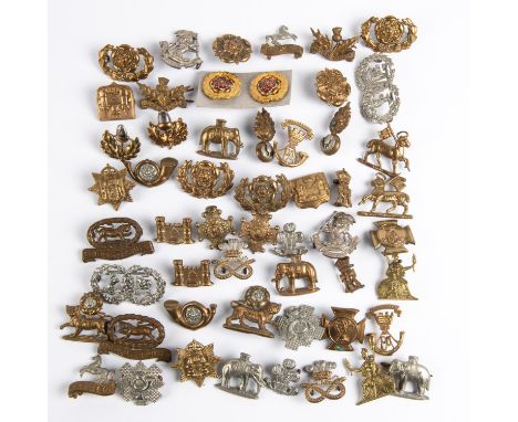27 pairs of infantry collar badges, including good pair of gilt and enamel rose in wreath, pair of West Riding officer's silv