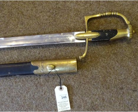 A good copy of a French Infantry officer’s sabre, c 1801-1815, plain fullered blade 31”, brass hilt with chequered ebonised w