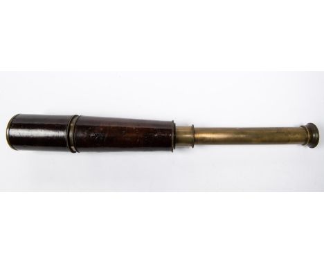 A WWI 3 draw brass signalling telescope, marked “REL. SIG (Mk IV)” also “G.S/ R.&amp; J BECK LTD/LONDON/ 1915/ No 14556” and 