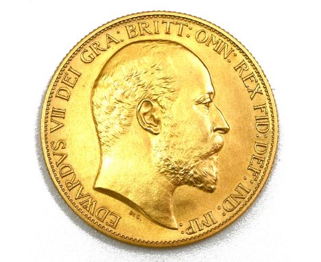 1902 matte proof Double Sovereign/gold Two Pound from King Edward VII's coronation year (S 3968, Schneider 662). Obverse: Geo