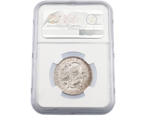 1927 Australia Parliament House Florin (Two Shillings) silver coin graded MS 63 by NGC - final issue (KM 31). Obverse: Edgar 