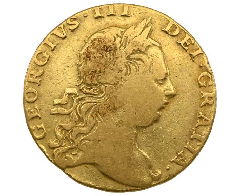 1786 King George III gold Half Guinea coin with fourth laureate head and (S 3734, Bull EGC 827). Obverse: fourth bust of Geor