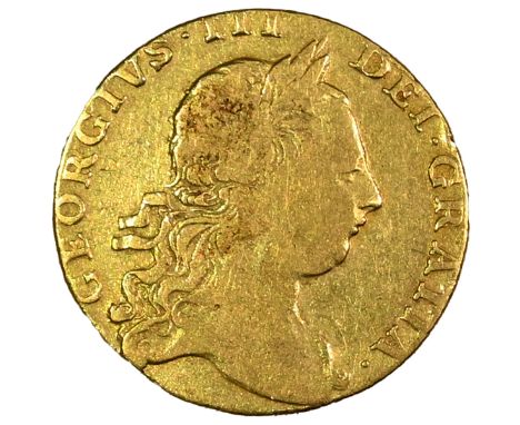 1766 scarce date King George III gold full Guinea with third laureate head (Bull EGC 676, S 3727). Obverse: long haired laure