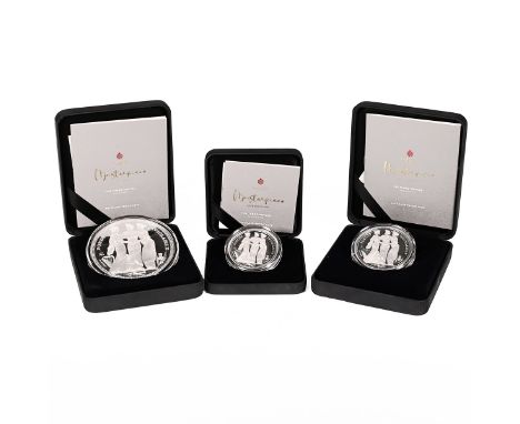 Group of three (3) 2021 East India Company St Helena Three Graces silver proof collectors coins. Includes (1) 2021 St Helena 