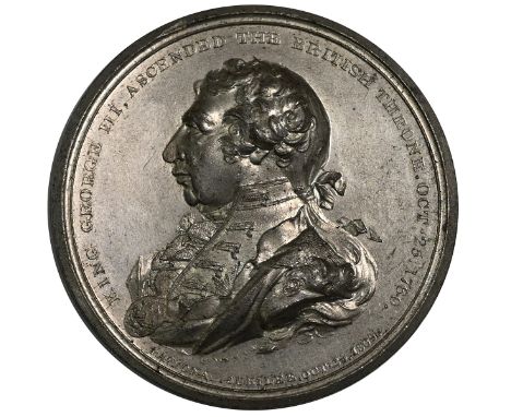 1809 white metal King George III 'National Jubilee' medal issued for his Golden Jubilee (BHM 652). Obverse: draped portrait o