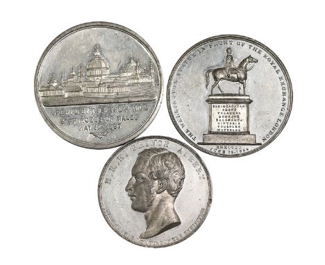 Group of three (3) 19th-century white medal medals issued during the reign of Queen Victoria. Includes (1) 1887 Manchester Ro