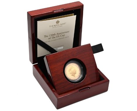 2022 FA Cup commemorative gold proof Royal Mint £2 coin from a limited issue of just 200. Obverse: fifth definitive coinage p