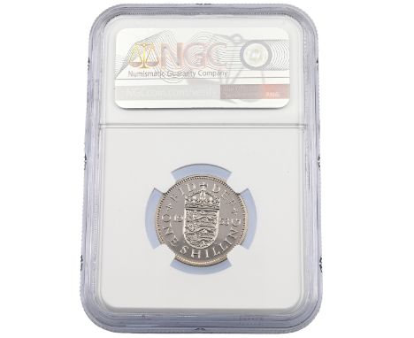 1953 Queen Elizabeth II proof English Shilling graded PF 68 Cameo by NGC (S 4139). Obverse: Mary Gillick's youthful first por
