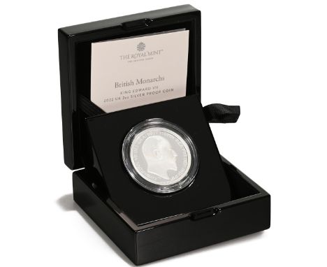 2022 King Edward VII silver proof 2oz Royal Mint collectors coin from the British Monarchs collection. &nbsp; &nbsp; Obverse: