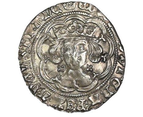 1464-1470 King Edward IV First Reign hammered silver Groat with crown mintmark (S 2000). Obverse: facing crowned bust with qu
