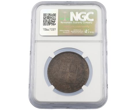 1846 Queen Victoria silver 'Young Head' Half Crown graded MS 62 by NGC (S 3888). Obverse: type A4 Young Head portrait, of Que