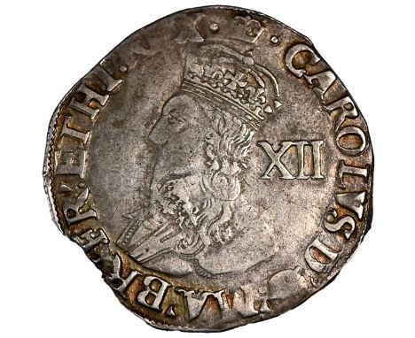 1635-1636 Tower mint under King Charles I silver group D hammered Shilling with no inner circles (S 2791). Obverse: crowned r