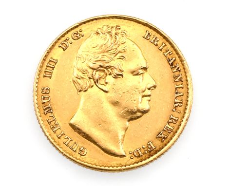 1832 gold 'full' Sovereign of King William IV with Second-type bust (Marsh 17, S 3829B). Obverse: second bust, bare head port