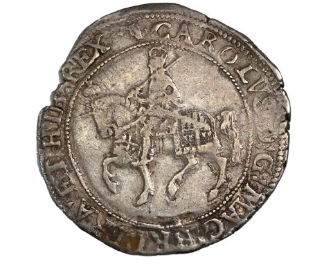 1632-1633 King Charles I Tower mint silver Halfcrown with harp mintmark, group II, type 2c (S 2771, N 2207). Obverse: the Kin