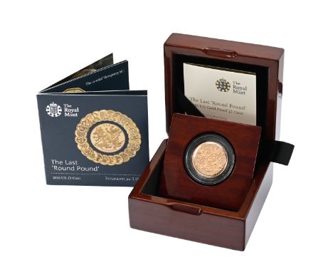 2016 Last Round Pound gold proof Royal Mint &pound;1 coin in original presentation box. Obverse: portrait of Her Majesty the 