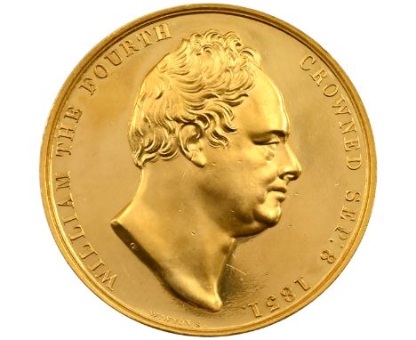 1831 Coronation of King William IV official gold medal designed by William Wyon (Eimer 1251, BHM 1475). Obverse: bare-head ri