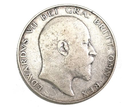 1905 King Edward VII silver coronation year Halfcrown with a bare head portrait (S 3980). Obverse: effigy of the King by Geor