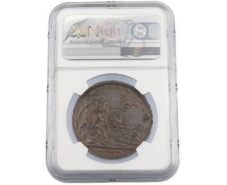 1689 silver King William III and Queen Mary II silver coronation medal graded XF DETAILS by NGC (Eimer 311b). Obverse: conjoi