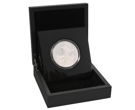 2015 silver proof 5oz Britannia coin from The Royal Mint in original packaging with certificates. Obverse: portrait of Queen 
