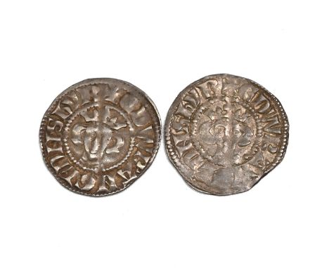 Group of two (2) 1279-1307 King Edward I York's Royal mint hammered silver Pennies (S 1429). Obverses: facing crowned bust wi