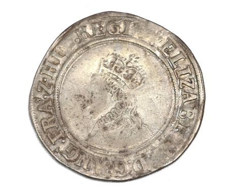 1559-1560 Queen Elizabeth I First Issue hammered silver Shilling with lis mintmark (S 2549). Obverse: crowned left-facing bus
