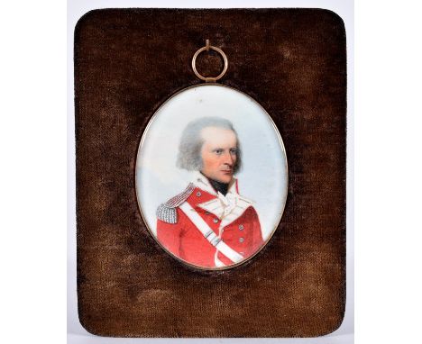 Frederick Buck (1771-1840) - Portrait of an Officer of the Coldstream Guards,&nbsp;64 X 52mm, bright cut gold frame with hair