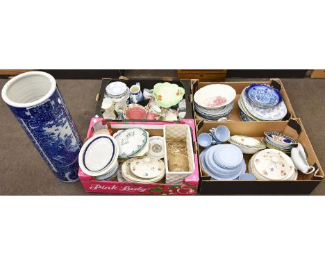 Miscellaneous general ceramics, principally dinner and tea ware, to include blue and white, carnival and other glassware and 