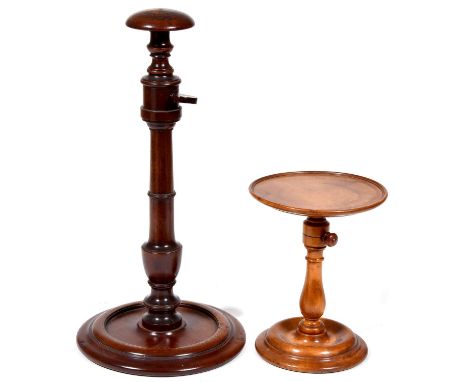 A George III telescopic mahogany and broken line inlaid stand, c1800, originally from a zograscope, lead weighted, 38cm high 
