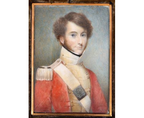 English&nbsp;School, 19th c - Portrait Miniature of Captain Bridges John Hooke of the 34th Regiment, bust length in uniform, 