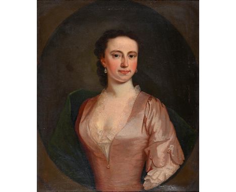 British School, 18th century ‘ Portrait of a Lady traditionally identified as Mrs Wayne, nee Metcalf (b1726), bust length in 