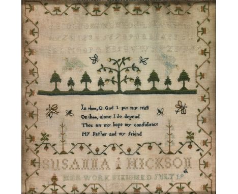 Two English linen samplers, Susanna Hickson her work finished July 19th 1783 and Elizabeth Whitmill aged 12, c1810, the first