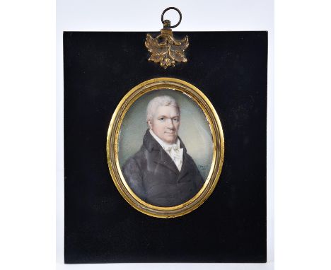 Charles&nbsp;Hayter (1761-1835)&nbsp;- Portrait Miniature of a Gentleman&nbsp;of the Ayton or Whitaker families, in a brown c