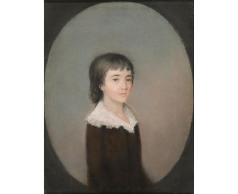 English School, early 19th century ‘ Portrait Miniature of a Boy,&nbsp;half length, feigned oval, old inscription on the back