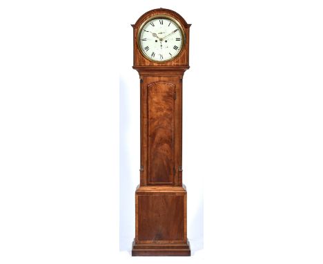 A Scottish mahogany and line inlaid eight-day longcase clock, James Gray, Kinross,&nbsp;c1820, the 14" painted dial with twin