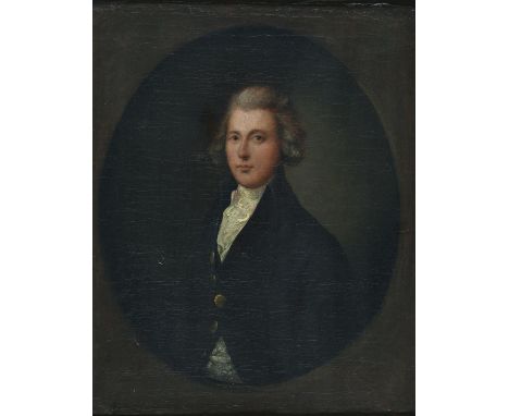 After Thomas Gainsborough - Portrait of William Pitt the Younger, half length, feigned oval, 35 x 27cm  Provenance: Sold in t