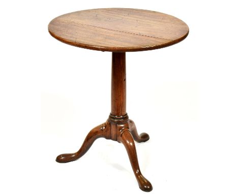 A George&nbsp;II mahogany tripod table, mid 18th c, with turned pillar, 71cm h x 64cm diam  Provenance: Fosse Way Antiques St