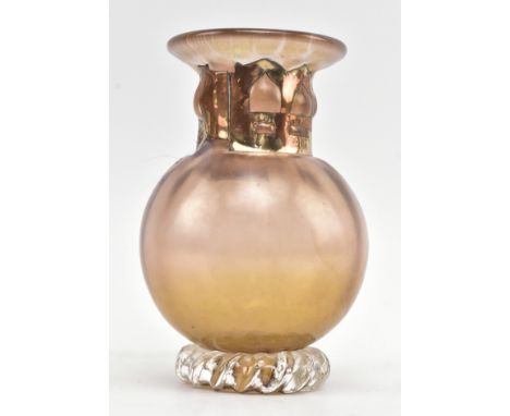 Anthony Stern - a vintage late 20th century studio art glass vase. The vase with flared rim over collared neck, the body glob